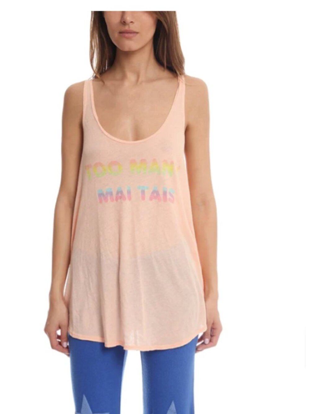 Wildfox Swim Light Pink Graphic Tank "to many mai tais"